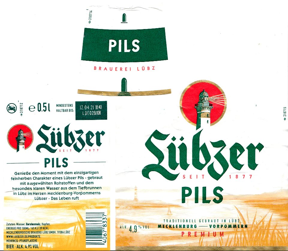 Mecklenburgische Brauerei - Lübzer Pils 0,5l