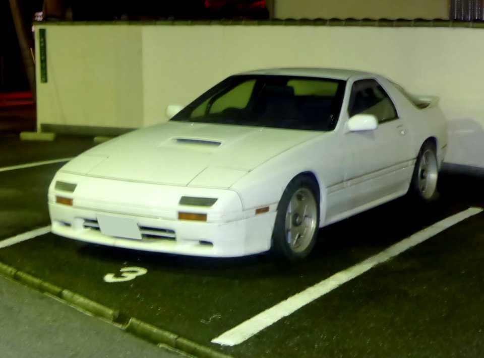 Mazda RX-7 (FC3S) at night front