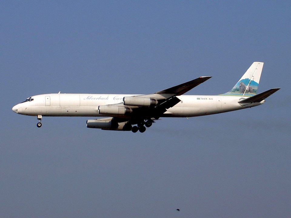 McDonnell Douglas DC-8-62H(F) Silverback Cargo Freighters landing at Bruxelles