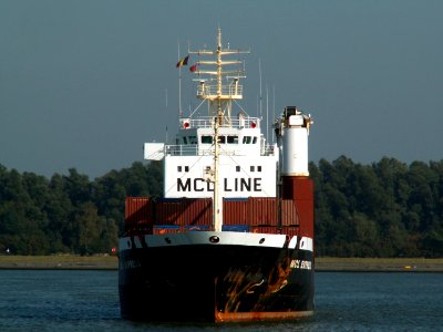 MCL Express bow view, waiting for the locks at Port of Antwerp 11-Oct-2005