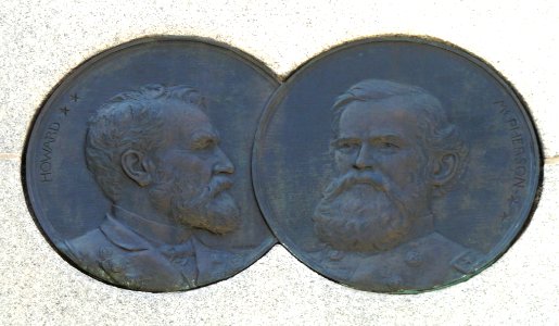 McPherson and Howard medallions - General William Tecumseh Sherman Monument - Sherman Plaza - Washington DC - DSC08313