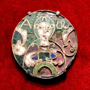 Medallion with the Bust of Christ (Cumberland Medallion), earliest object from the Guelph Treasure, late 700s AD, Weserraum, Germany, cloisonne enamel and gold on copper - Cleveland Museum of Art - DSC08482