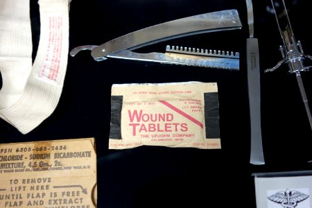 Medical Equipment, Sulfadiazine wound tables, Upjohn Company - Fort Devens Museum - DSC07092