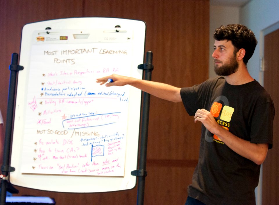 Matt Senate presenting feedback on Regional Ambassador training
