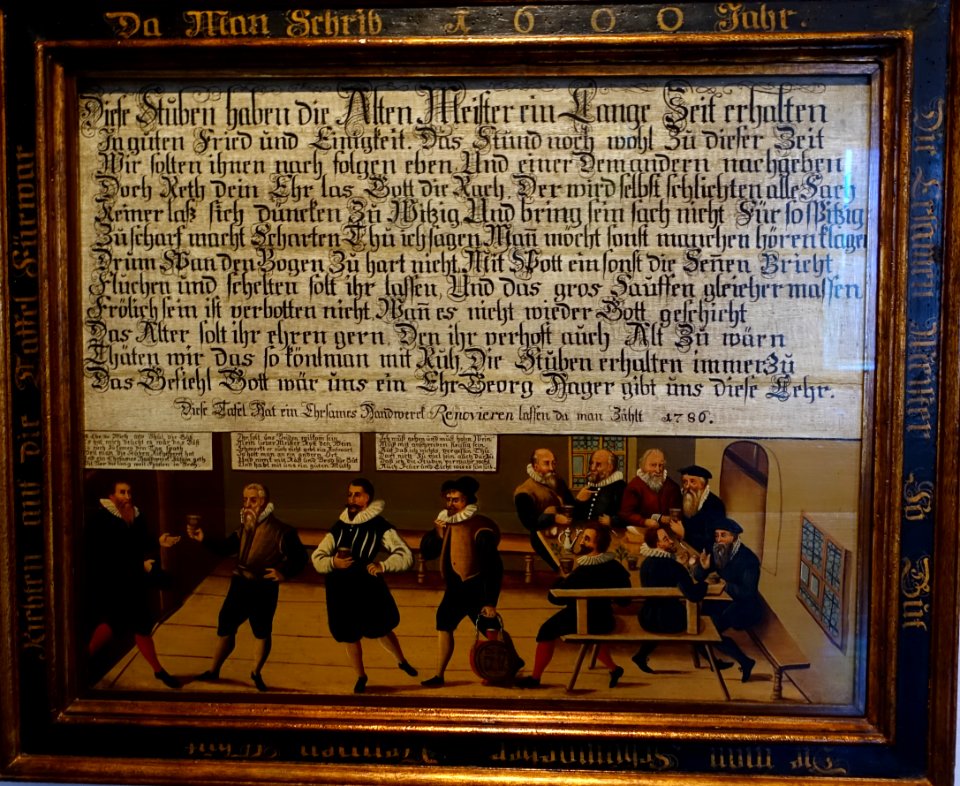Masters table of the Nuremberg shoemakers, artist unknown, c. 1600, oil on spruce wood - Stadtmuseum Fembohaus - Nuremberg, Germany - DSC02092