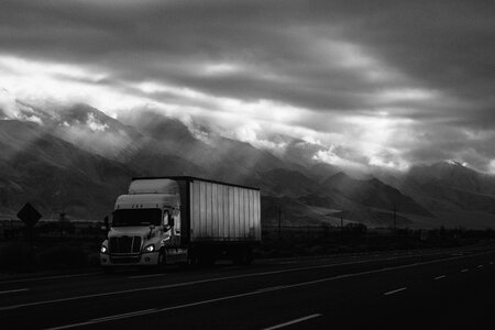 Mountain road truck photo