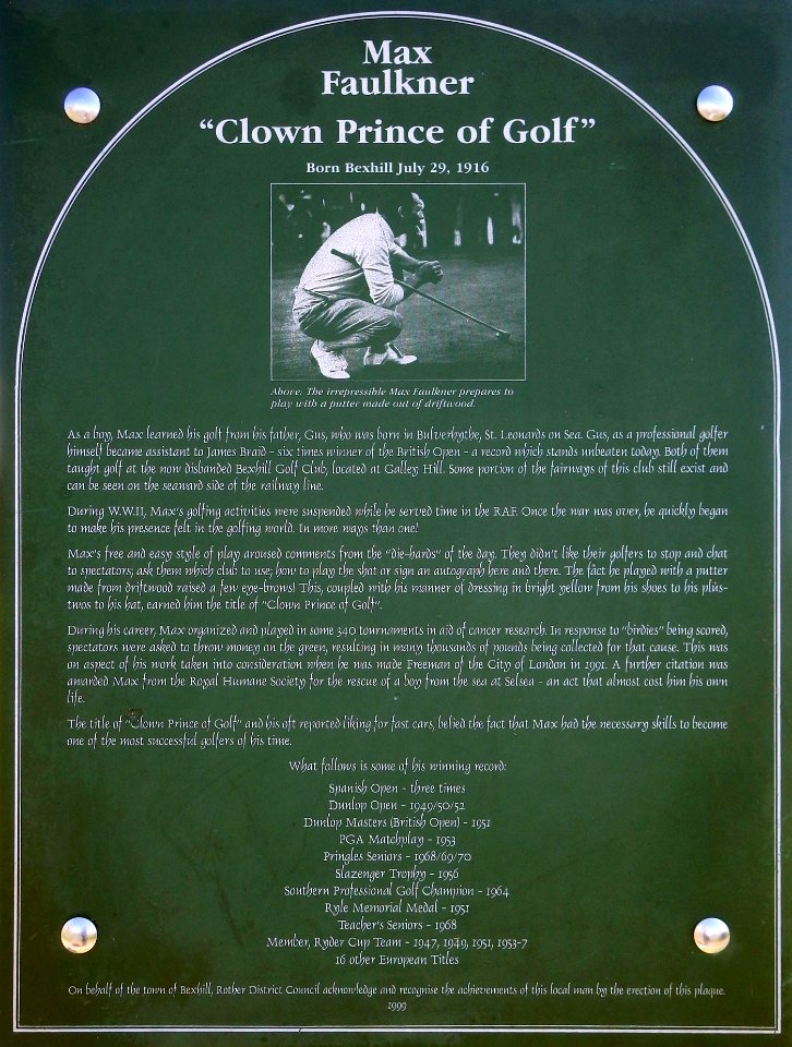 Max Faulkner Plaque, Sutton Place, Bexhill (full)