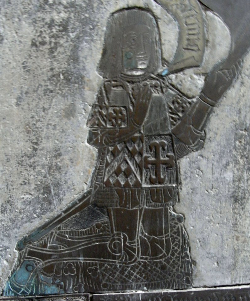 Maurice Denys on the Denys funerary brass, Saint Mary the Virgin, Olveston, Gloucestershire, England - 20090920