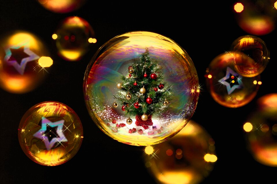 Lights christmas tree ball shining photo