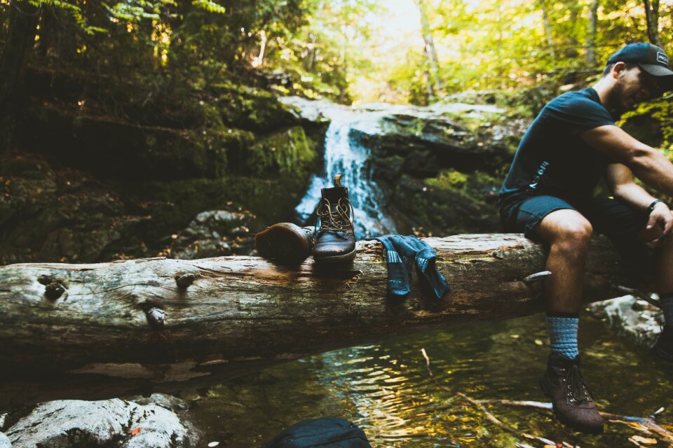 Footwear forest log