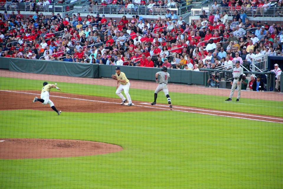 May 2017 GT vs. UGA baseball - Tucker Maxwell at first