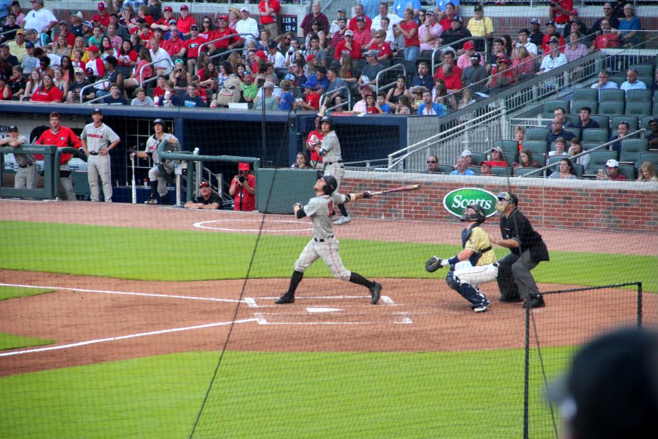 May 2017 GT vs. UGA baseball - Tucker Bradley swing