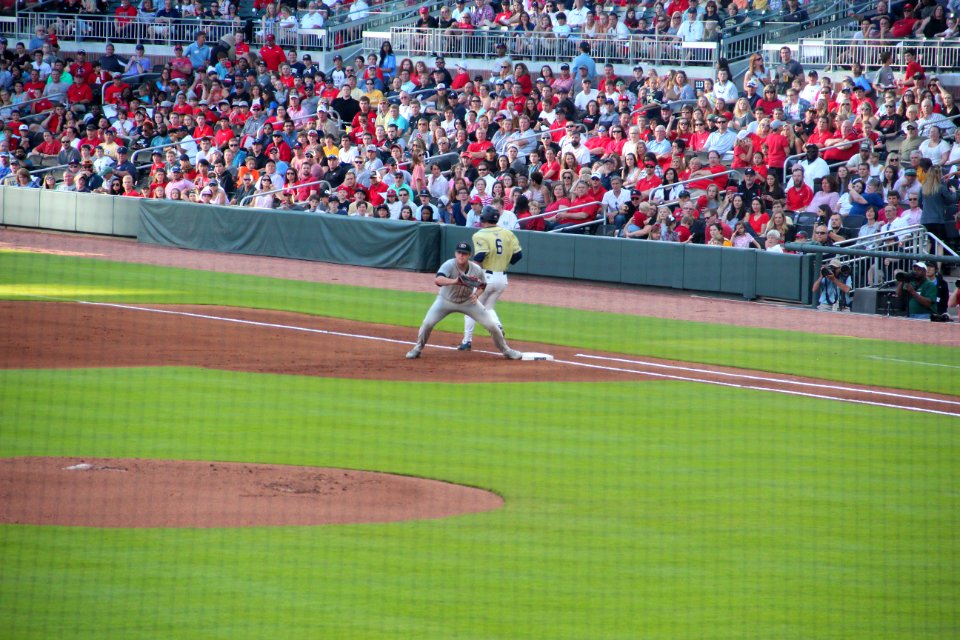 May 2017 GT vs. UGA baseball - Ryan Peurifoy at first 2