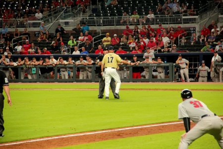 May 2017 GT vs. UGA baseball - Danny Hall arguing with umpire 1
