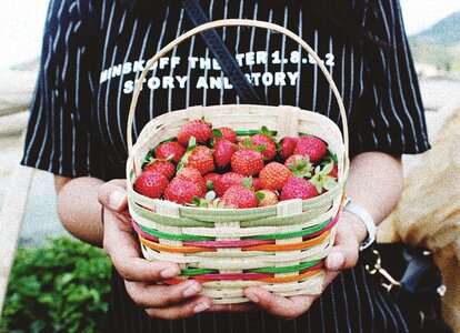 Fruits hands strawberries