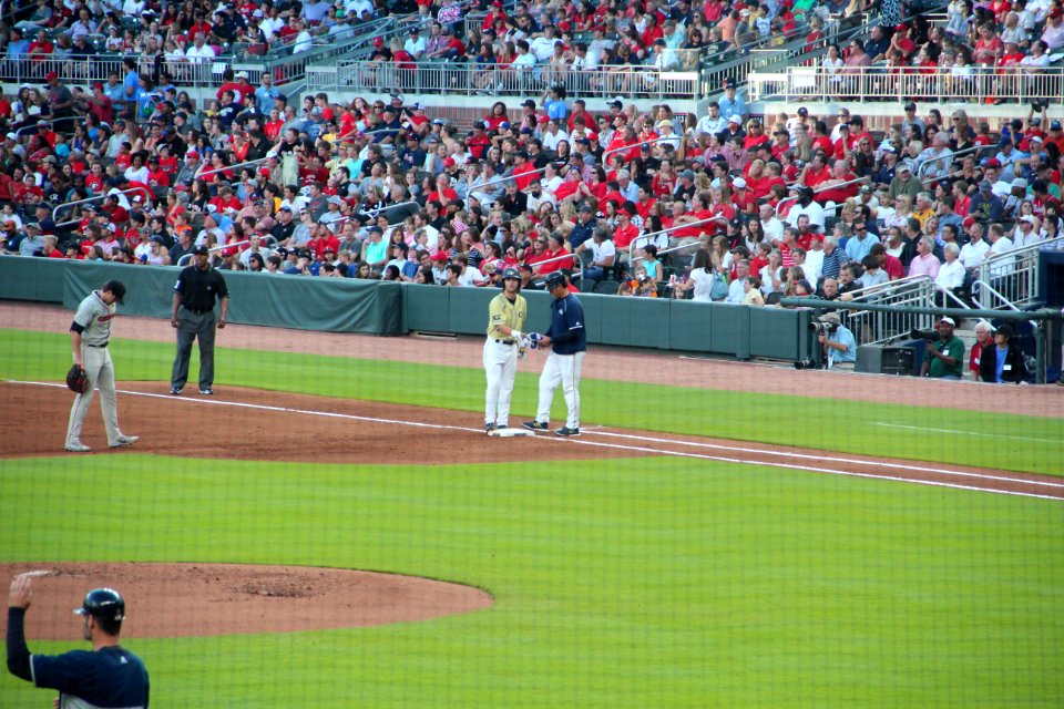 May 2017 GT vs. UGA baseball - Chase Murray at first