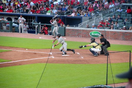 May 2017 GT vs. UGA baseball - Tucker Maxwell bunt attempt