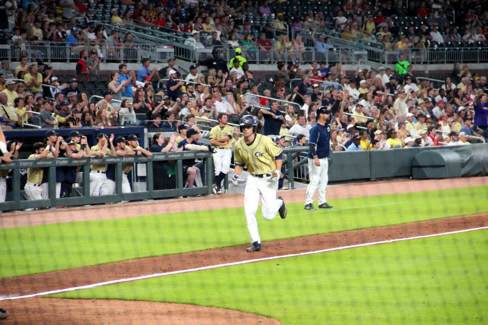 May 2017 GT vs. UGA baseball - Ryan Peurifoy scoring run 1