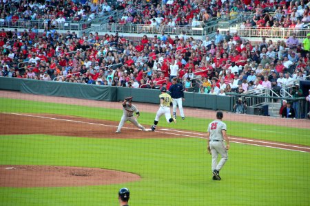 May 2017 GT vs. UGA baseball - Brandt Stallings out at first