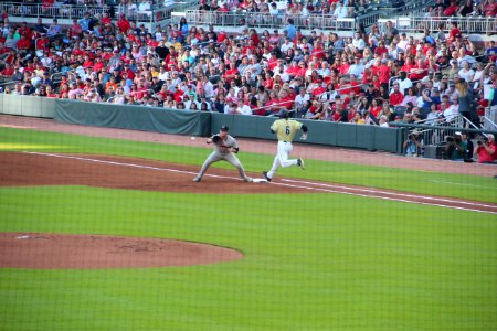 May 2017 GT vs. UGA baseball - Ryan Peurifoy at first 1