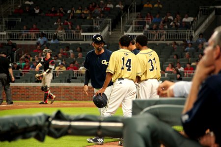 May 2017 GT vs. UGA baseball - Bryan Prince with Wilhite twins