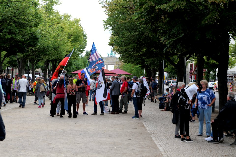 Monarchist protest in front of the Russian embassy in Berlin 2020-08-28 02
