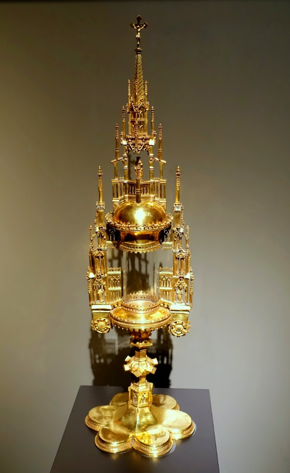 Monstrance, Cologne, 1425-1450, gilt copper with glass cylinder - Museum Schnütgen - Cologne, Germany - DSC09906