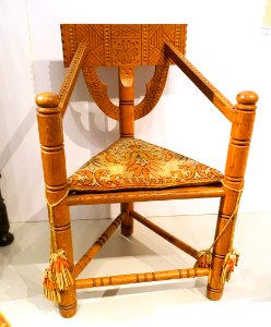 Monk chair with embroidered cushion, Sweden, c. 1900 - Nordiska museet - Stockholm, Sweden - DSC09825 photo