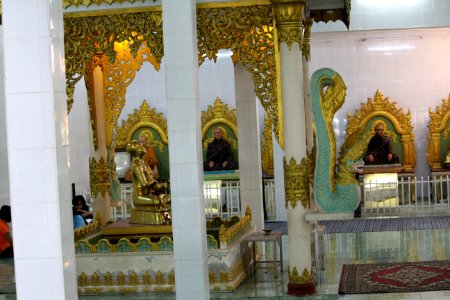 Monk in Chaukhtatgyi Buddha temple Yangon Myanmar (2) photo