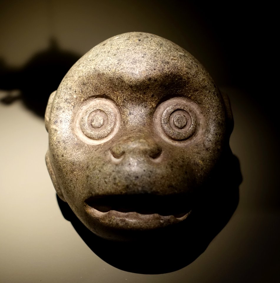 Monkey head, Mixtec, Oaxaca City area, Late Postclassic period, 1250-1519 AD, greenstone - Dallas Museum of Art - DSC04559