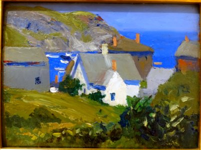 Monhegan Houses, Maine, by Edward Hopper, 1916-1919, oil on panel - Portland Museum of Art - Portland, Maine - DSC04187
