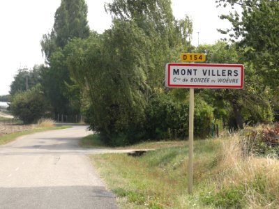 Mont-Villers (Bonzée, Meuse) city limit sign