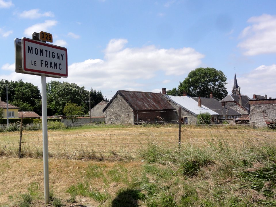 Montigny-le-Franc (Aisne) city limit sign