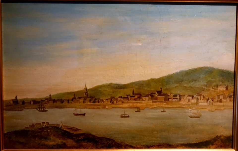 Montreal View from St. Helen's Island, by Richard Dillon, 1781, oil on canvas - Château Ramezay - Montreal, Canada - DSC07432
