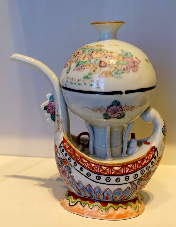 Montgolfier balloon ewer with map of Japan, Japan, Meiji period, porcelain - John and Mable Ringling Museum of Art - Sarasota, FL - DSC00692