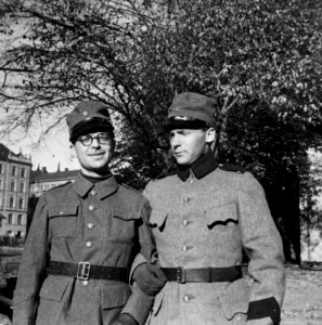 Mobilisering. Erik Sjöqvist och Alfred Westholm. Stockholm. exteriör. Sverige - SMVK - C08569