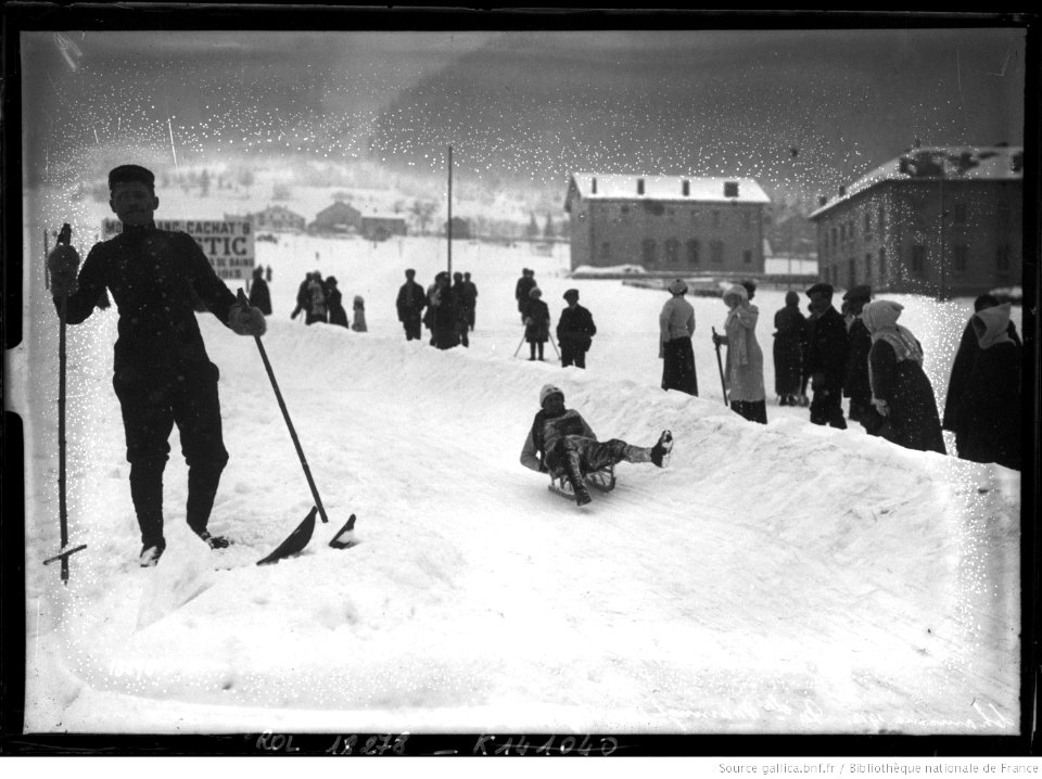 Mlle Marvingt luge Chamonix 1912