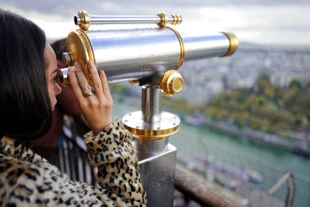 Person telescope woman
