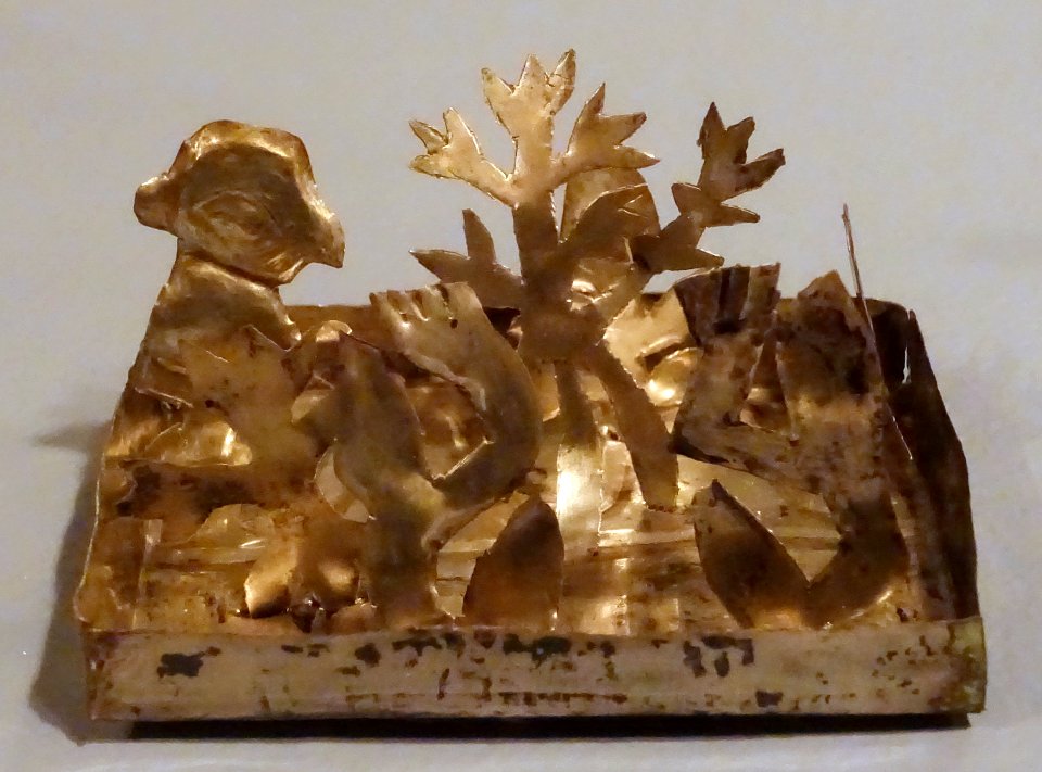Model garden set, Peru, Chancay-Chimu, north central coast, c. 1400 AD, silvered copper - Krannert Art Museum, UIUC - DSC06438