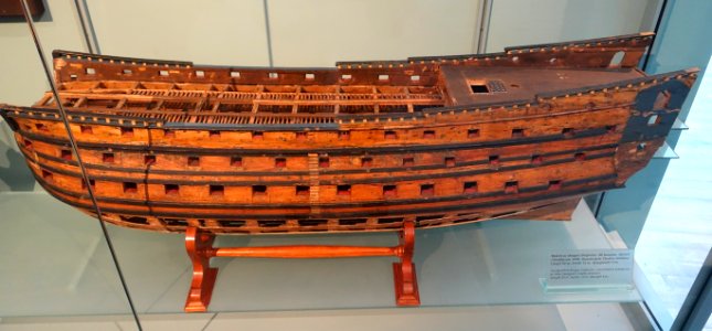 Model of the 96-gun Enigheten, designer Charles Sheldon, launched in Karlskrona in 1696 - Marinmuseum, Karlskrona, Sweden - DSC08837