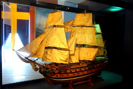 Model of 56-gun man-of-war, mid 1700s - Marinmuseum, Karlskrona, Sweden - DSC08871