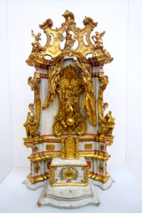 Model of an Altar with Mary Immaculate and God the Father, for the pilgrim church Maria Schnee in Lehenbuhl-Legau, by Konrad Hegenauer, c. 1760, linden wood - Bode-Museum - DSC02911