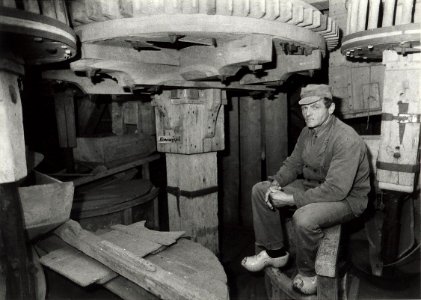 Molenaar Henk Borst in De Zandhaas aan de Velserhooftlaan. Aangekocht in 1987 van United Photos de Boer bv. - Negatiefnummer 26395 k 35. - Gepubliceerd in het Haarlems Dagblad van 17.06.1986. Identifi