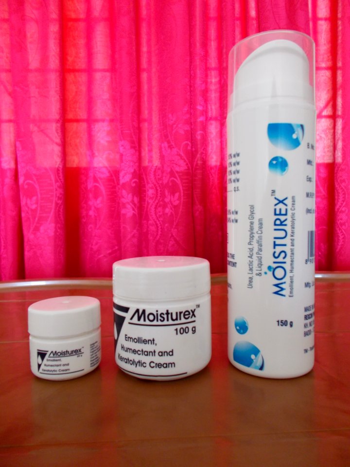 Moisturex containers 25g, 100g bottles and 150g pump