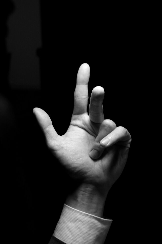 Hand black and white left hand