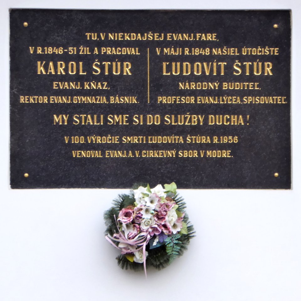 Modra, memortabulo pri la fratoj Štúr, 2