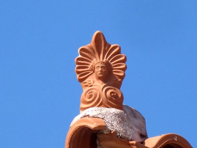 Modern terracotta antefix, Skala Kalloni, Lesbos, Greece