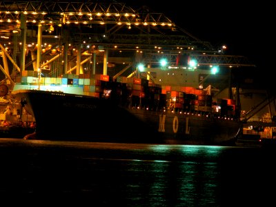 Mol Precision at night, at the Amazone harbour, Port of Rotterdam, Holland 29-Jan-2006