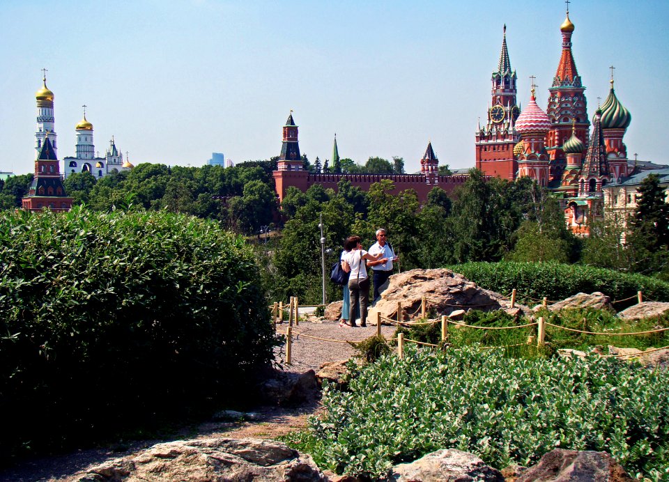 Moscow, Zaryadye Park. View to the Kremlin and Saint Basil's Cathedral (1)
