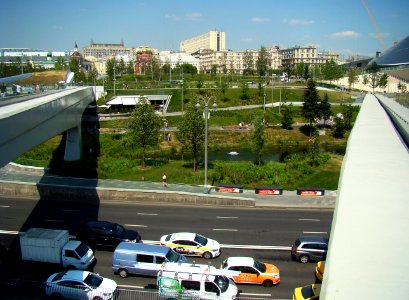 Moscow. View to Zaryadye Park from Floating bridge